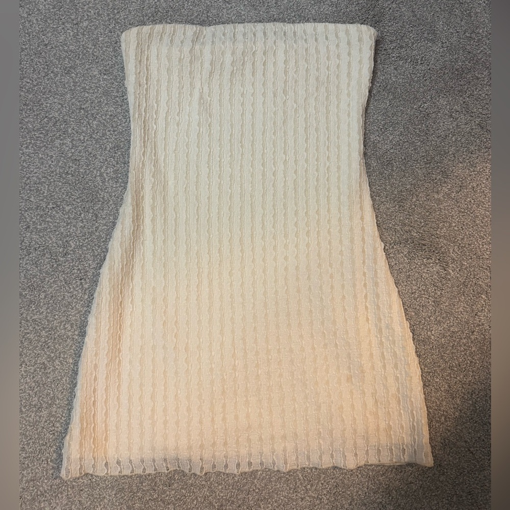 Peppermayo Cream Knit Strapless Dress